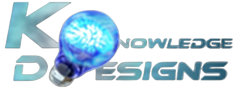 The original Knowledge Designs logo, designed by Greg Pagliarulo in 2012 — a lightbulb containing a brain